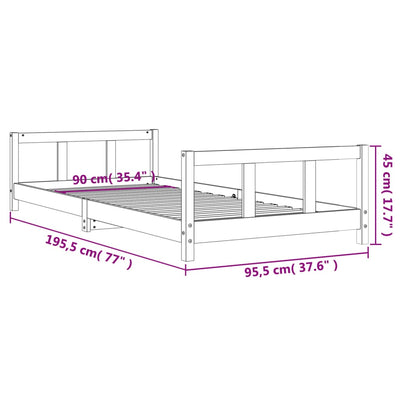 Kids Bed Frame 90x190 cm Solid Wood Pine