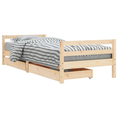 Kids Bed Frame with Drawers 90x190 cm Solid Wood Pine