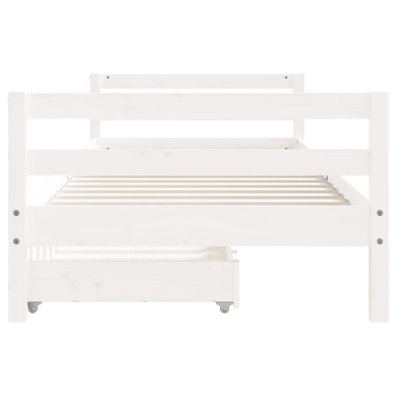 Kids Bed Frame with Drawers White 90x190 cm Solid Wood Pine