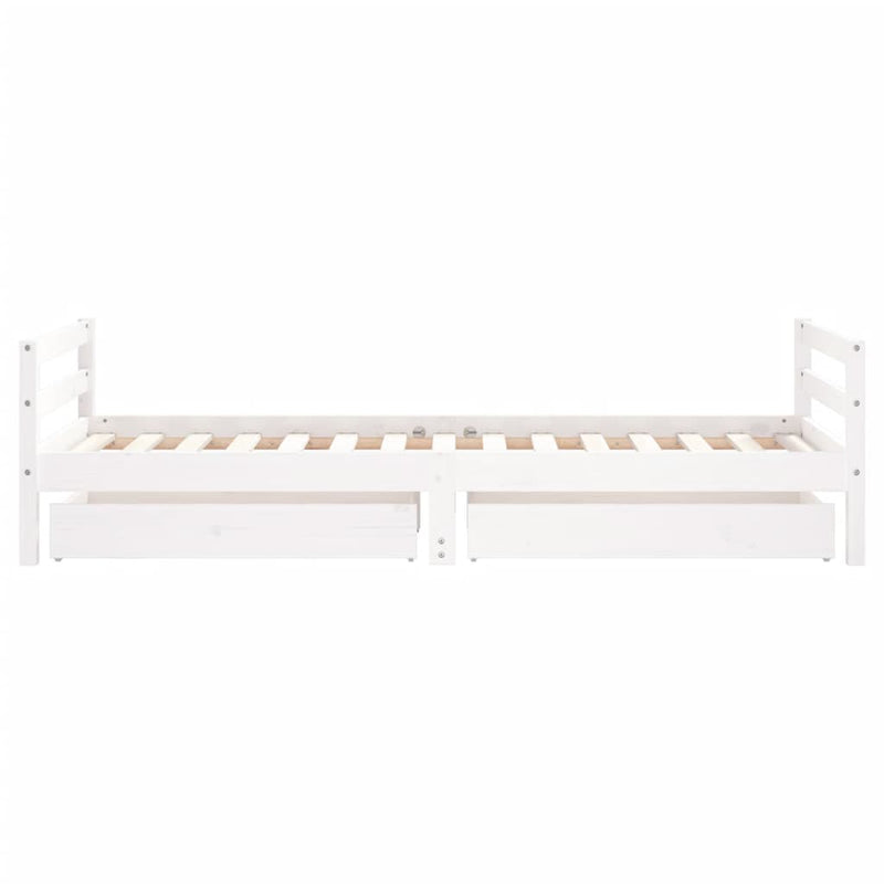 Kids Bed Frame with Drawers White 90x190 cm Solid Wood Pine