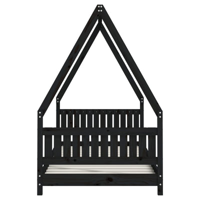 Kids Bed Frame Black 90x190 cm Solid Wood Pine