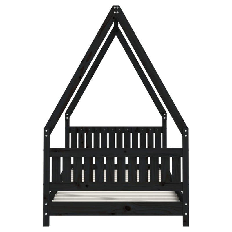 Kids Bed Frame Black 90x190 cm Solid Wood Pine