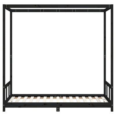 Kids Bed Frame Black 90x190 cm Solid Wood Pine