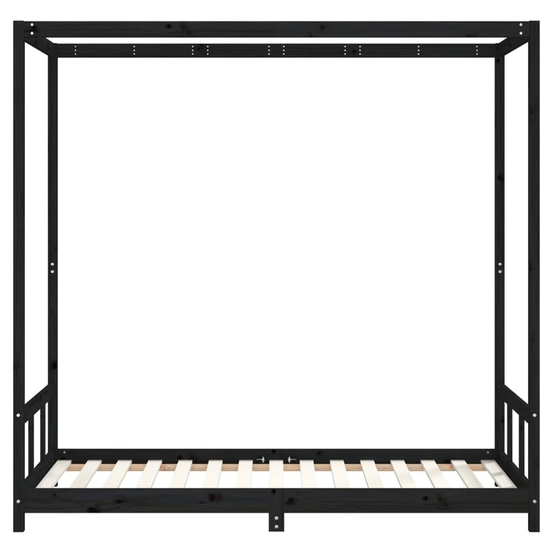 Kids Bed Frame Black 90x190 cm Solid Wood Pine