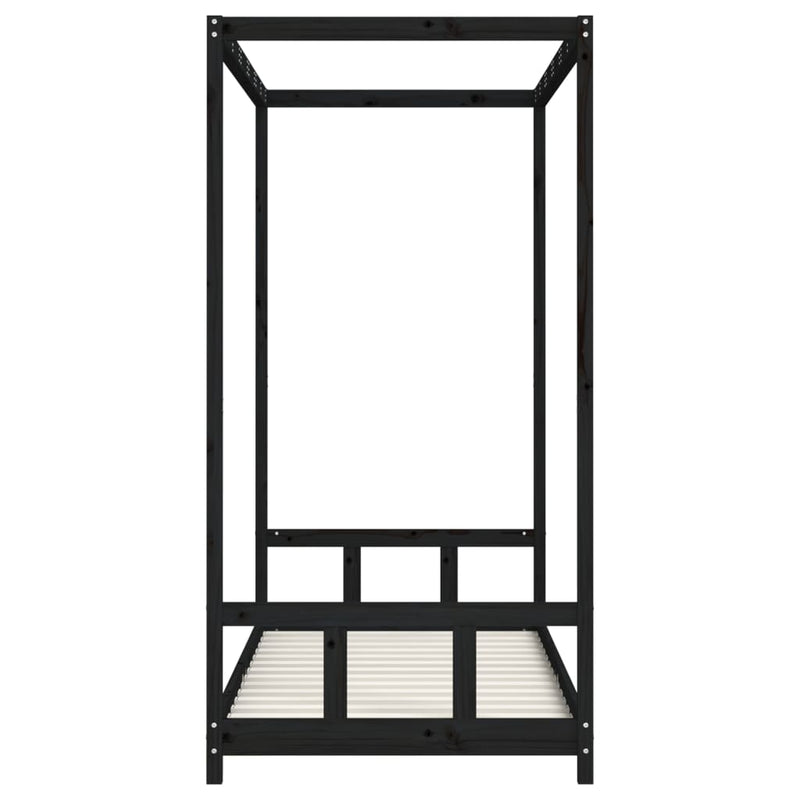 Kids Bed Frame Black 90x190 cm Solid Wood Pine