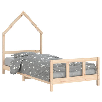 Kids Bed Frame 92x187 cm Single Solid Wood Pine