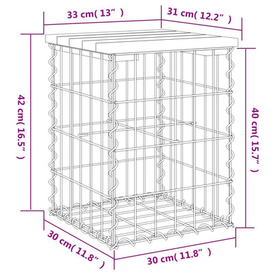 Garden Bench Gabion Design 33x31x42 cm Solid Wood Pine