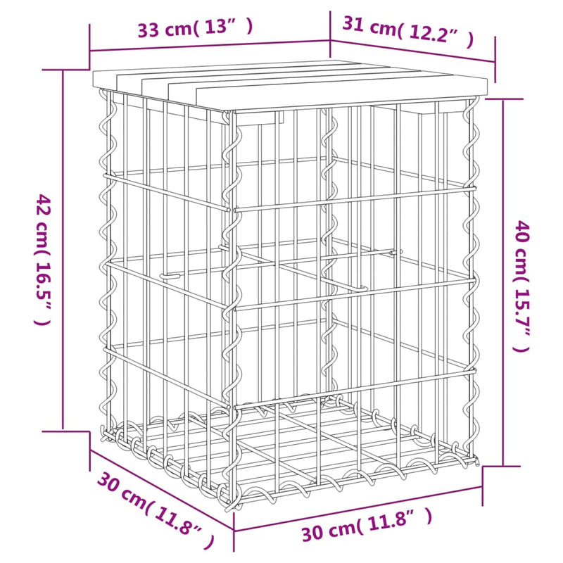 Garden Bench Gabion Design 33x31x42 cm Solid Wood Pine