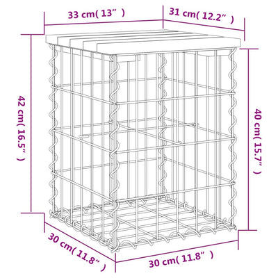 Garden Bench Gabion Design 33x31x42 cm Impregnated Wood Pine