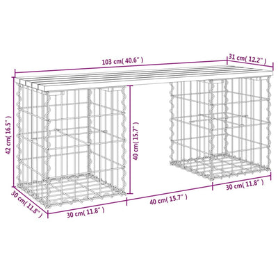 Garden Bench Gabion Design 103x31x42 cm Solid Wood Pine