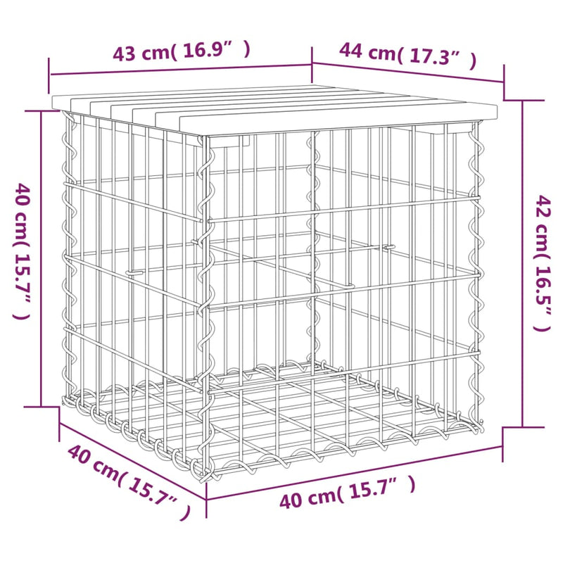 Garden Bench Gabion Design 43x44x42 cm Impregnated Wood Pine