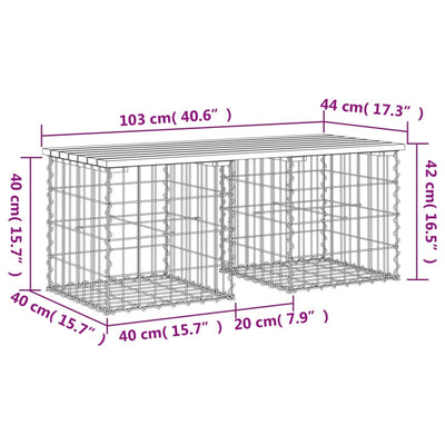 Garden Bench Gabion Design 103x44x42 cm Solid Wood Pine