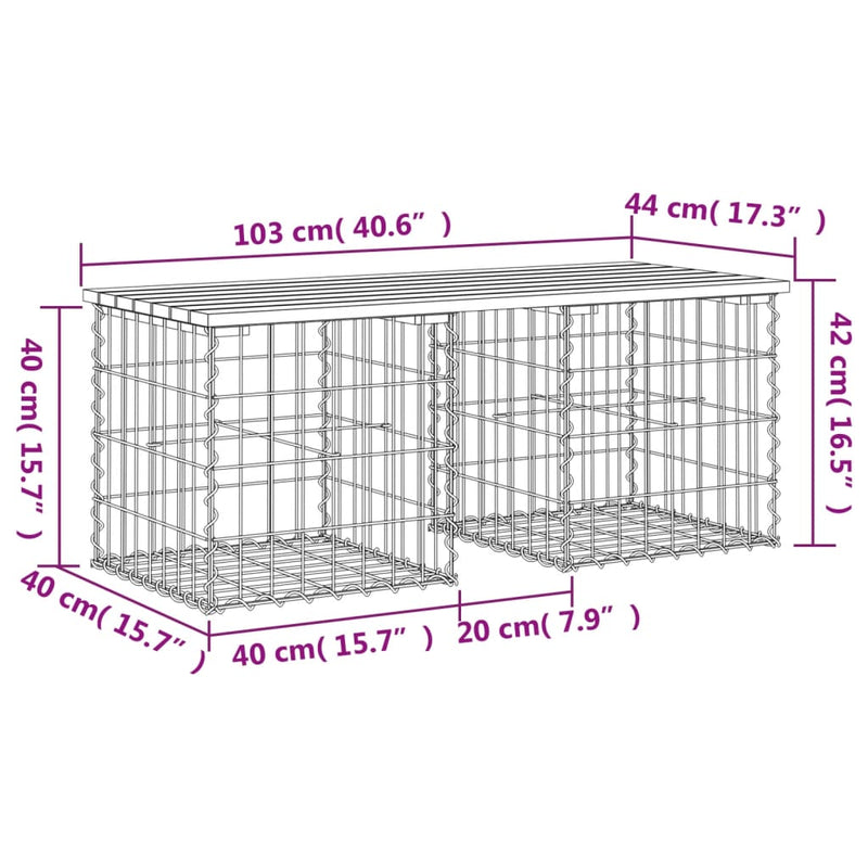 Garden Bench Gabion Design 103x44x42 cm Solid Wood Pine