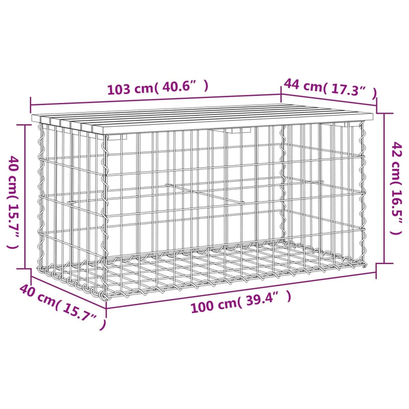 Garden Bench Gabion Design 103x44x42 cm Solid Wood Pine