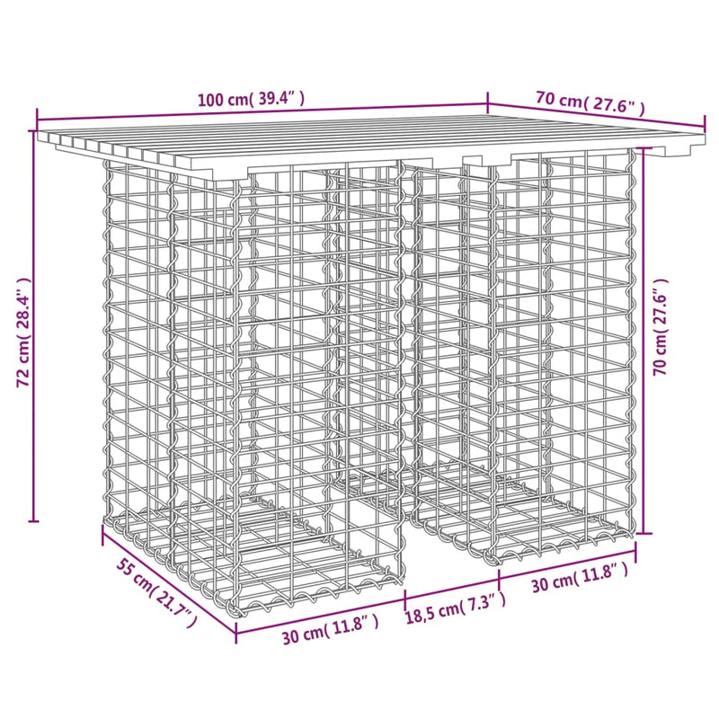 Garden Bench Gabion Design 100x70x72 cm Solid Wood Pine