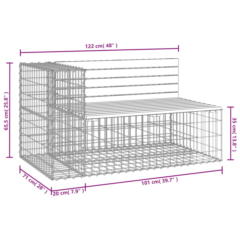 Garden Bench Gabion Design 122x71x65.5 cm Solid Wood Douglas