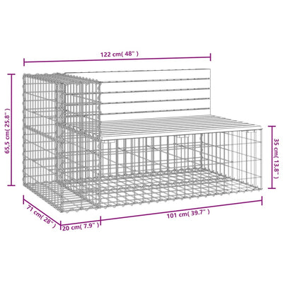 Garden Bench Gabion Design 122x71x65.5 cm Impregnated Wood Pine