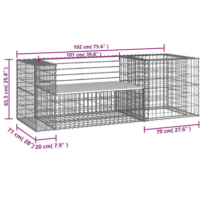 Garden Bench with Gabion Basket Solid Wood Pine