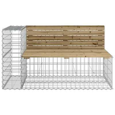 Garden Bench with Gabion Basket Impregnated Wood Pine