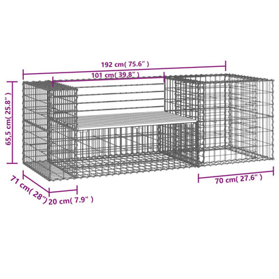 Garden Bench with Gabion Basket Impregnated Wood Pine