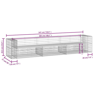 Garden Bench Gabion Design 347x71x65.5 cm Solid Wood Pine