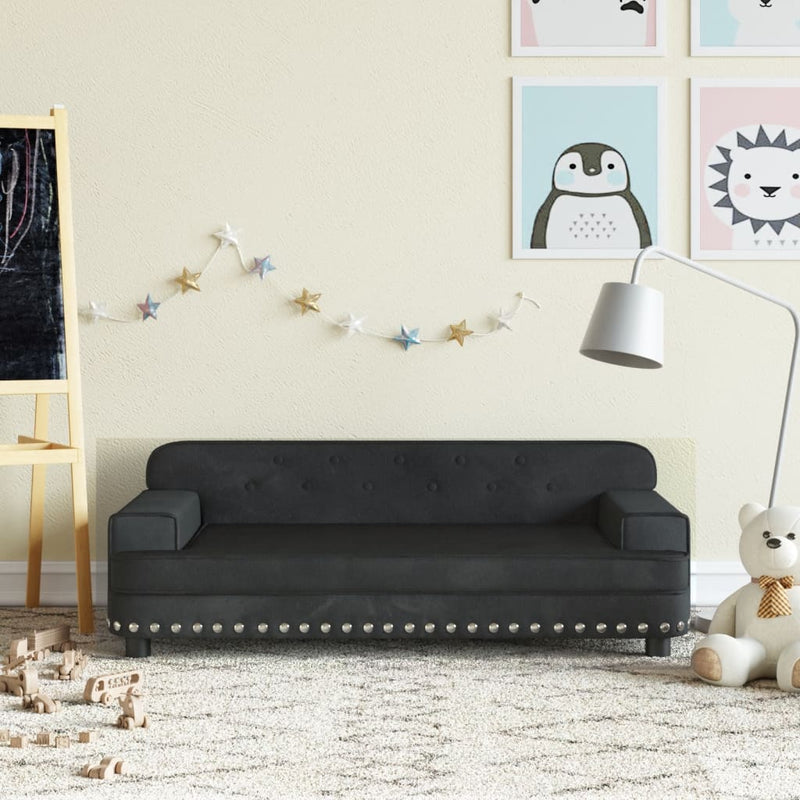 Kids Sofa Black 90x53x30 cm Velvet