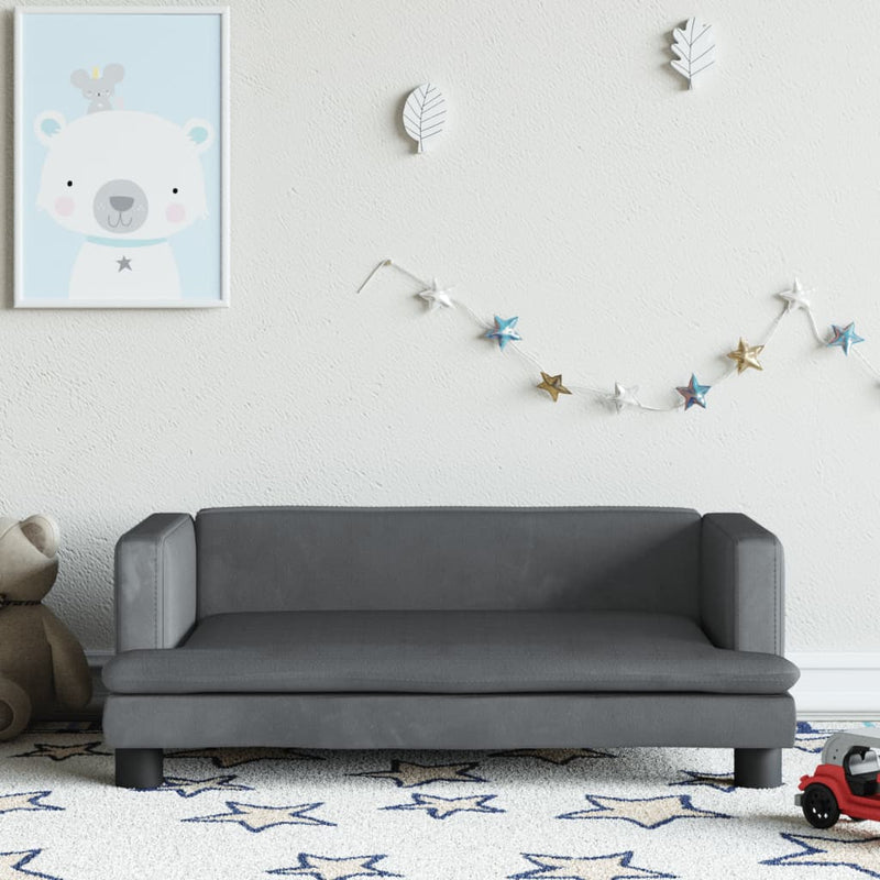 Kids Sofa Dark Grey 80x45x30 cm Velvet