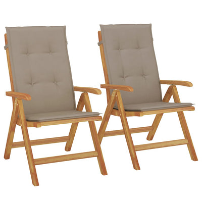 Reclining Garden Chairs with Cushions 2 pcs Solid Wood Teak