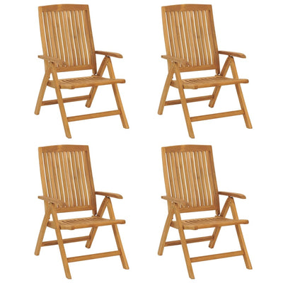 Reclining Garden Chairs with Cushions 4 pcs Solid Wood Teak