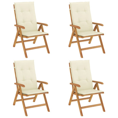 Reclining Garden Chairs with Cushions 4 pcs Solid Wood Teak
