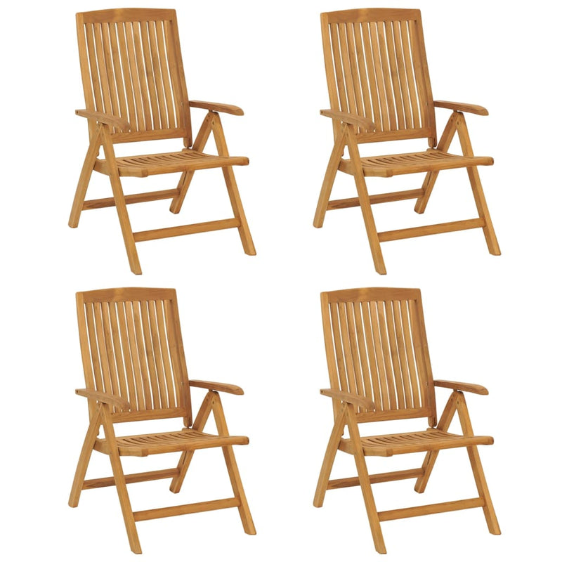 Reclining Garden Chairs with Cushions 4 pcs Solid Wood Teak