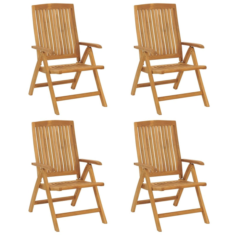 Reclining Garden Chairs with Cushions 4 pcs Solid Wood Teak