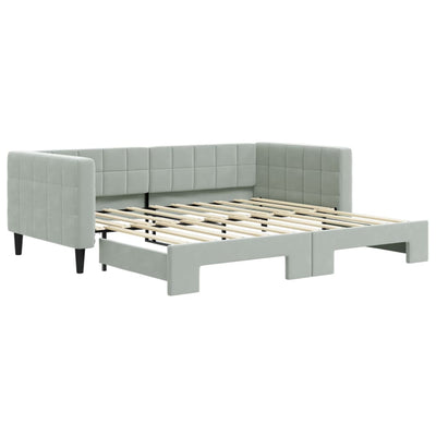 Daybed with Trundle without Mattress Light Grey 90x190 cm