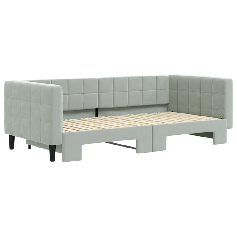 Daybed with Trundle without Mattress Light Grey 90x190 cm