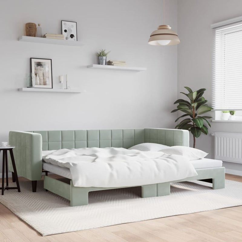 Daybed with Trundle without Mattress Light Grey 90x190 cm