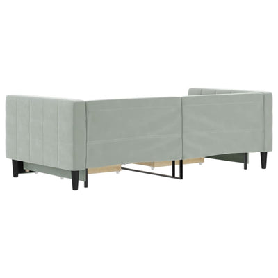 Daybed with Trundle&Drawers without Mattress Light Grey 90x190 cm