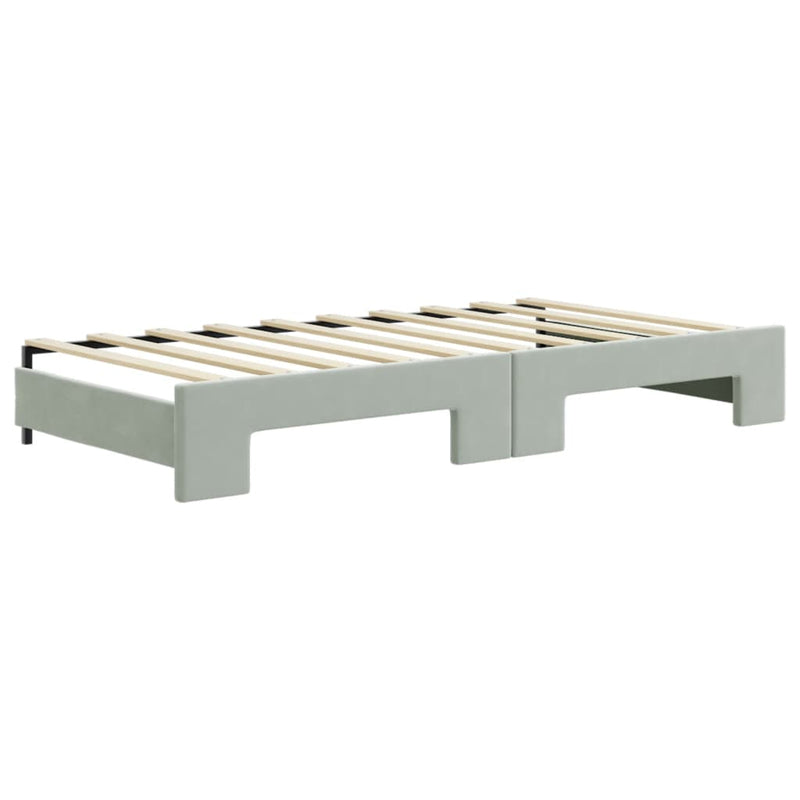 Daybed with Trundle&Drawers without Mattress Light Grey 90x190 cm