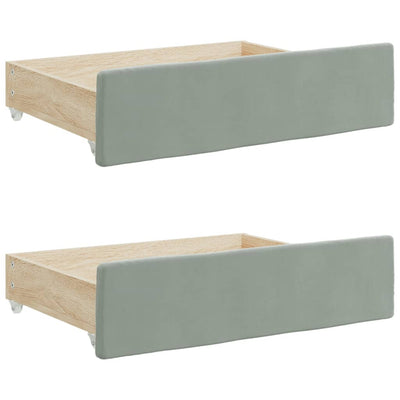 Daybed with Trundle&Drawers without Mattress Light Grey 90x190 cm