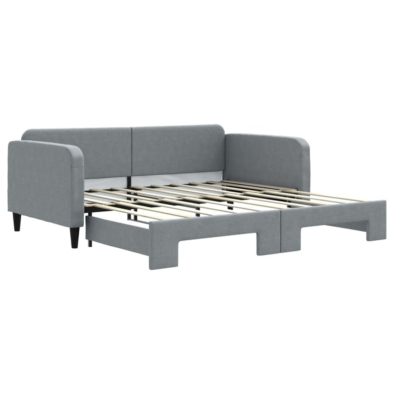 Daybed with Trundle without Mattress Light Grey 90x190 cm