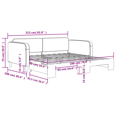 Daybed with Trundle without Mattress Light Grey 90x190 cm