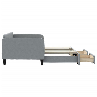 Daybed with Trundle&Drawers without Mattress Light Grey 90x190 cm