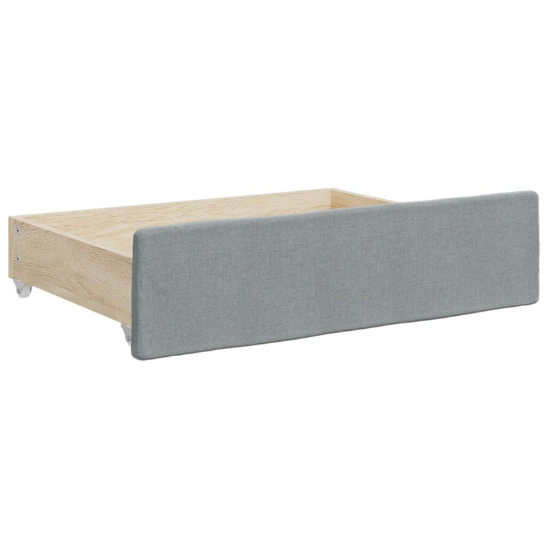 Daybed with Trundle&Drawers without Mattress Light Grey 90x190 cm