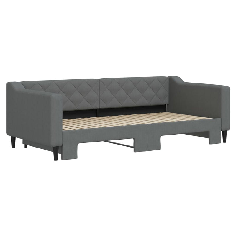 Daybed with Trundle without Mattress Dark Grey 90x190 cm