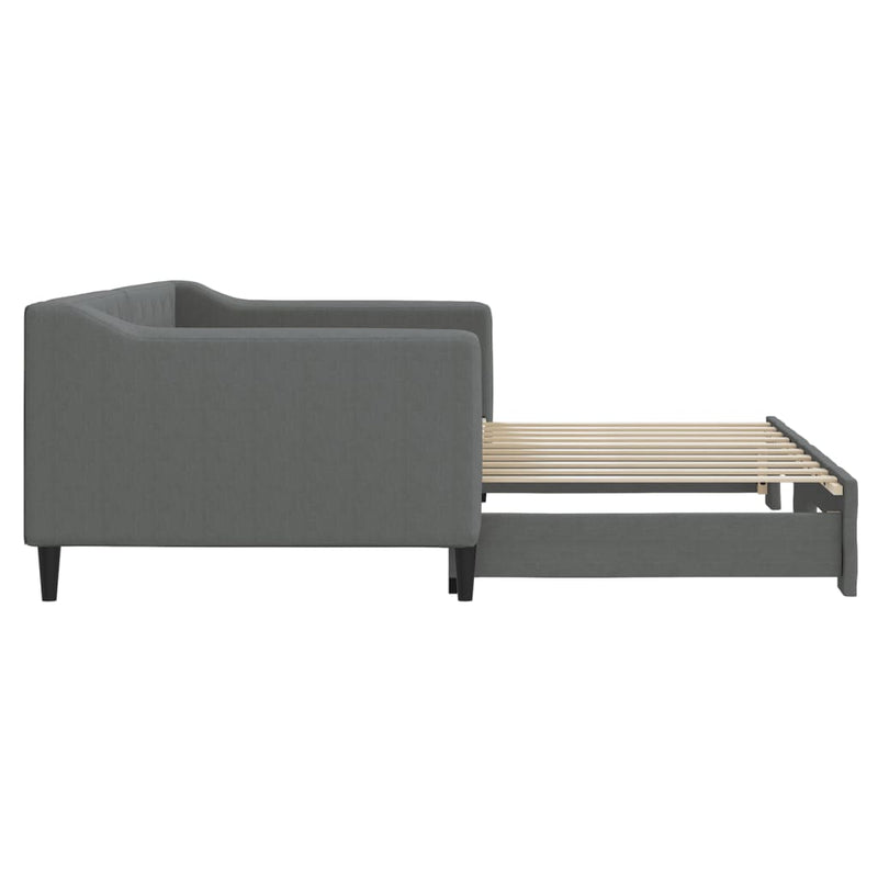 Daybed with Trundle without Mattress Dark Grey 90x190 cm