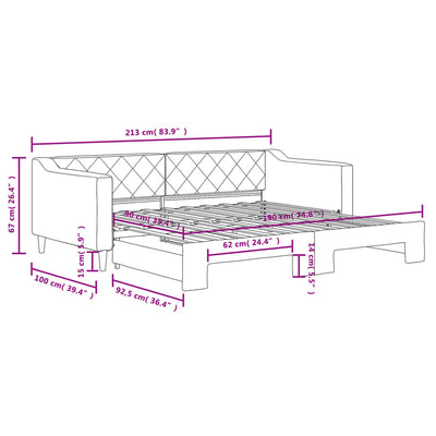 Daybed with Trundle without Mattress Dark Grey 90x190 cm