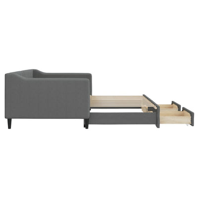 Daybed with Trundle and Drawers Dark Grey 92x187 cm Single Size Fabric