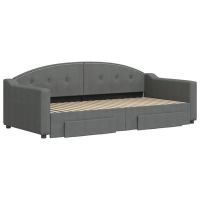 Daybed with Trundle and Drawers Dark Grey 92x187 cm Single Size Fabric