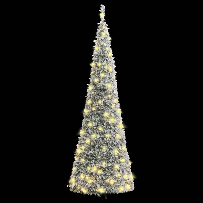 Artificial Christmas Tree Pop-up Flocked Snow 100 LEDs 150 cm