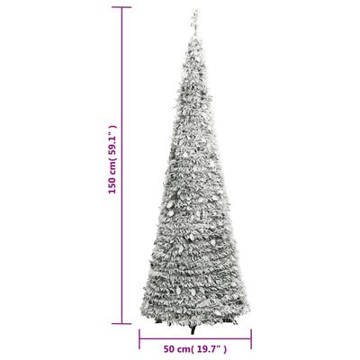 Artificial Christmas Tree Pop-up Flocked Snow 100 LEDs 150 cm