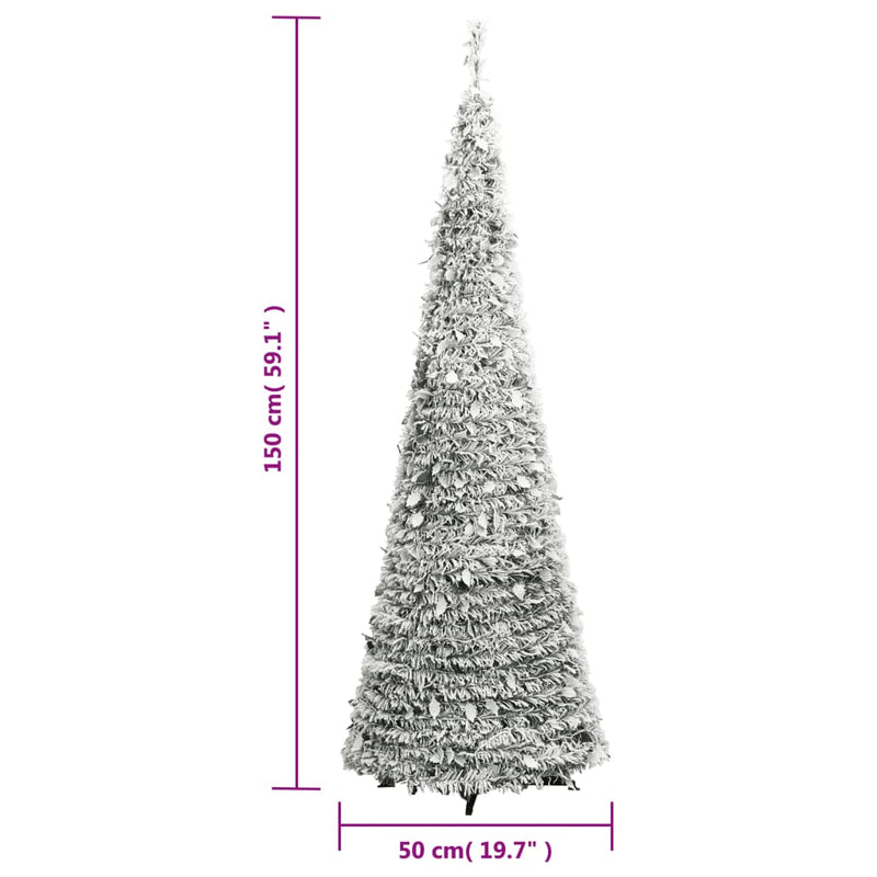 Artificial Christmas Tree Pop-up Flocked Snow 100 LEDs 150 cm